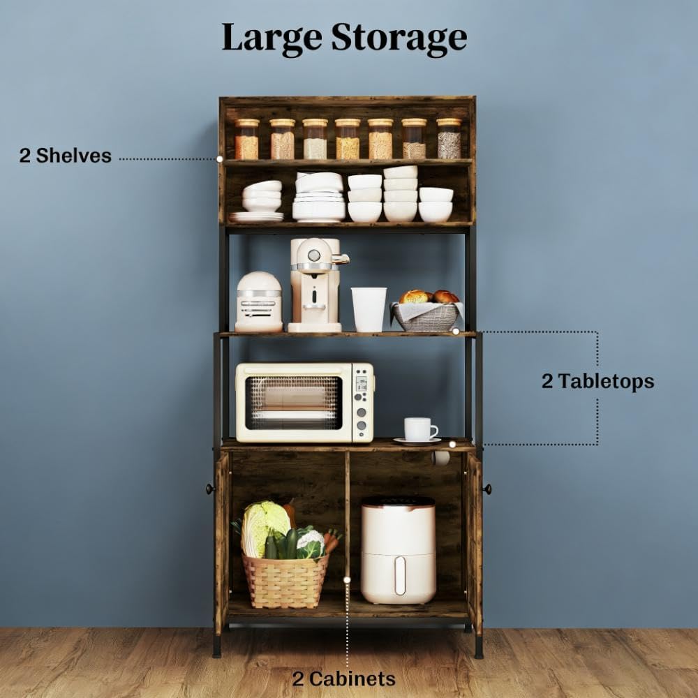 Rack with Power Outlet and Storage Shelves,Convenient for Your Home