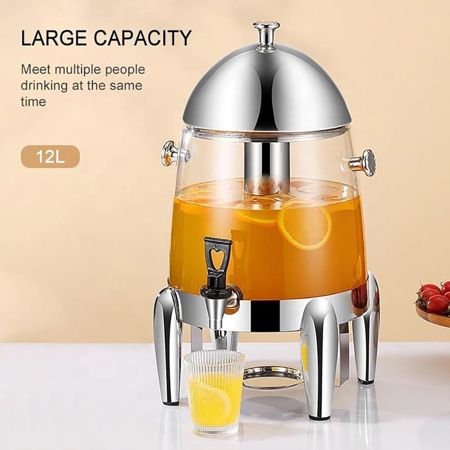 Commercial Coffee Urn, Hot Water Boiler Dispenser, 12L Stainless Steel Hot Beverage Dispenser, with 0-90℃ Thermostat, Keep Warm Hot Water Urn for Home Party Office Clear Transparent (A)