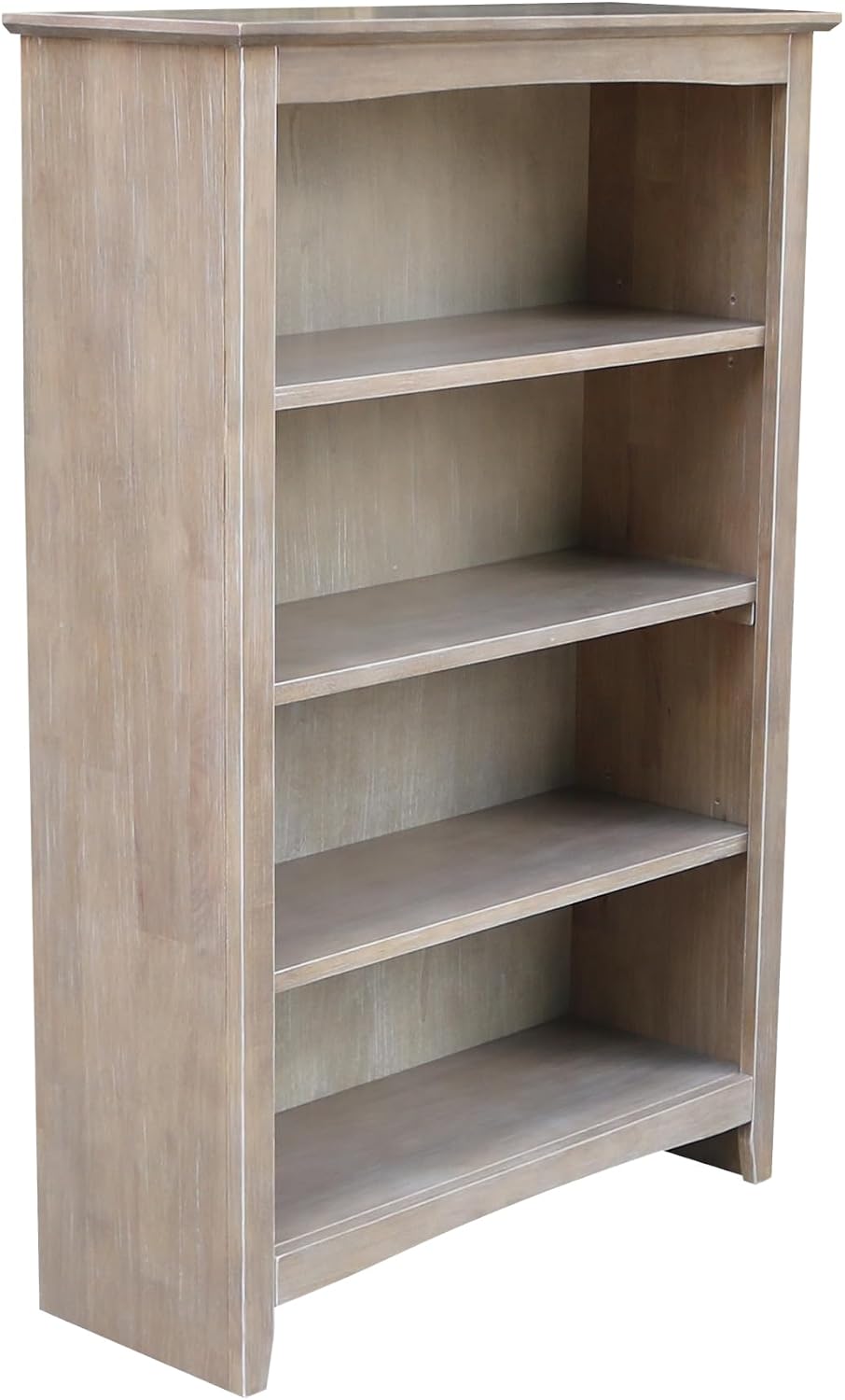 Shaker Solid Wood Bookcase, 48' High, Washed Gray Taupe