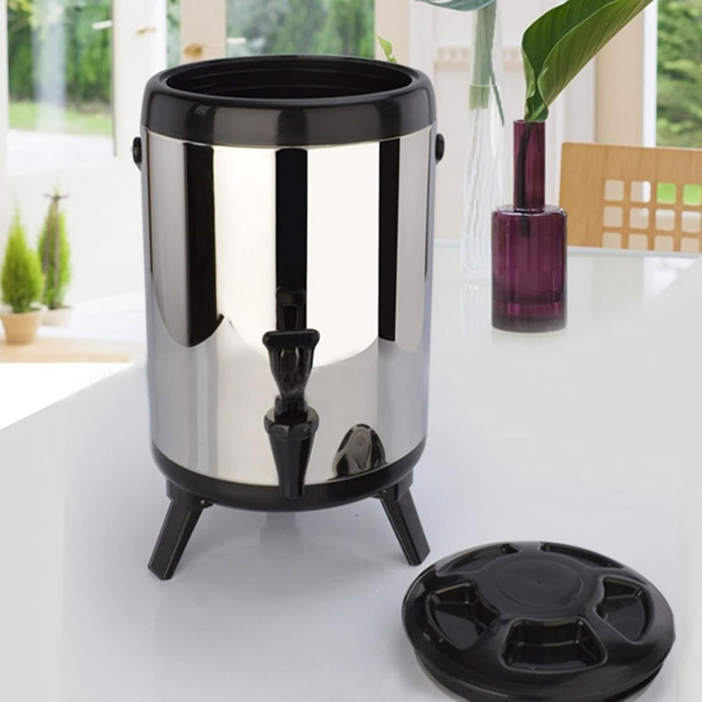 8 L Insulated Drink Dispenser Hot Water Dispenser 2.11 Gallon Stainless Steel Beverage Dispenser Coffee Urns Hot and Cold Drink Dispenser with Pump Spigot for Party Tea, Milk, Water