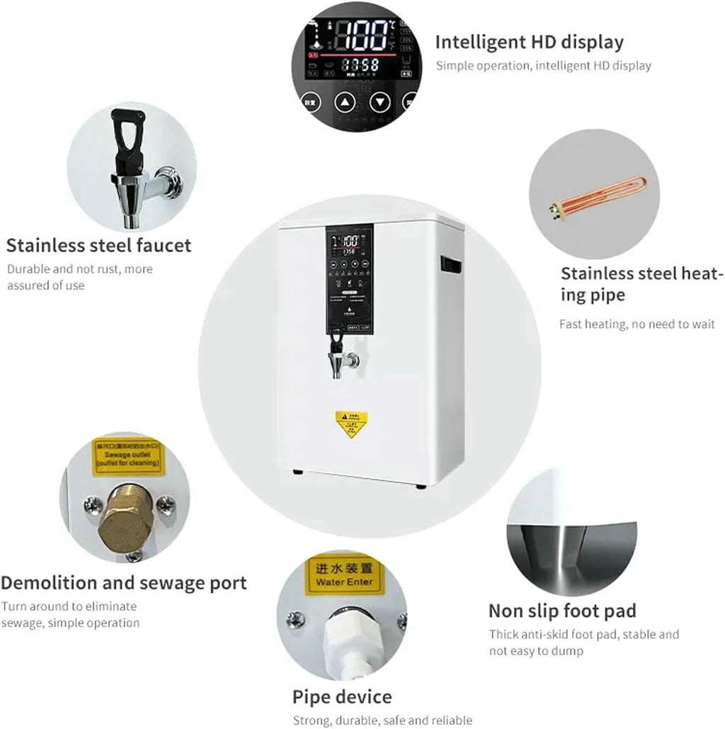 Commercial Hot Water Dispenser, 80L/H Wall-Mounted Automatic Hot Water Pot with LCD Display, 3000W Multifunctional Drinking Water Equipment for Restaurants, Coffee Shops, Bars