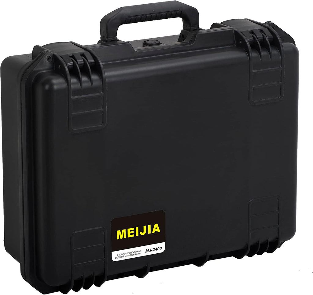 MEIJIA Premium Waterproof Hard Compact Camera Case with customizable fit foam,Full Protection with Light&Convenient Design,19.3'x15.25'x7.3'.,Elegant Black