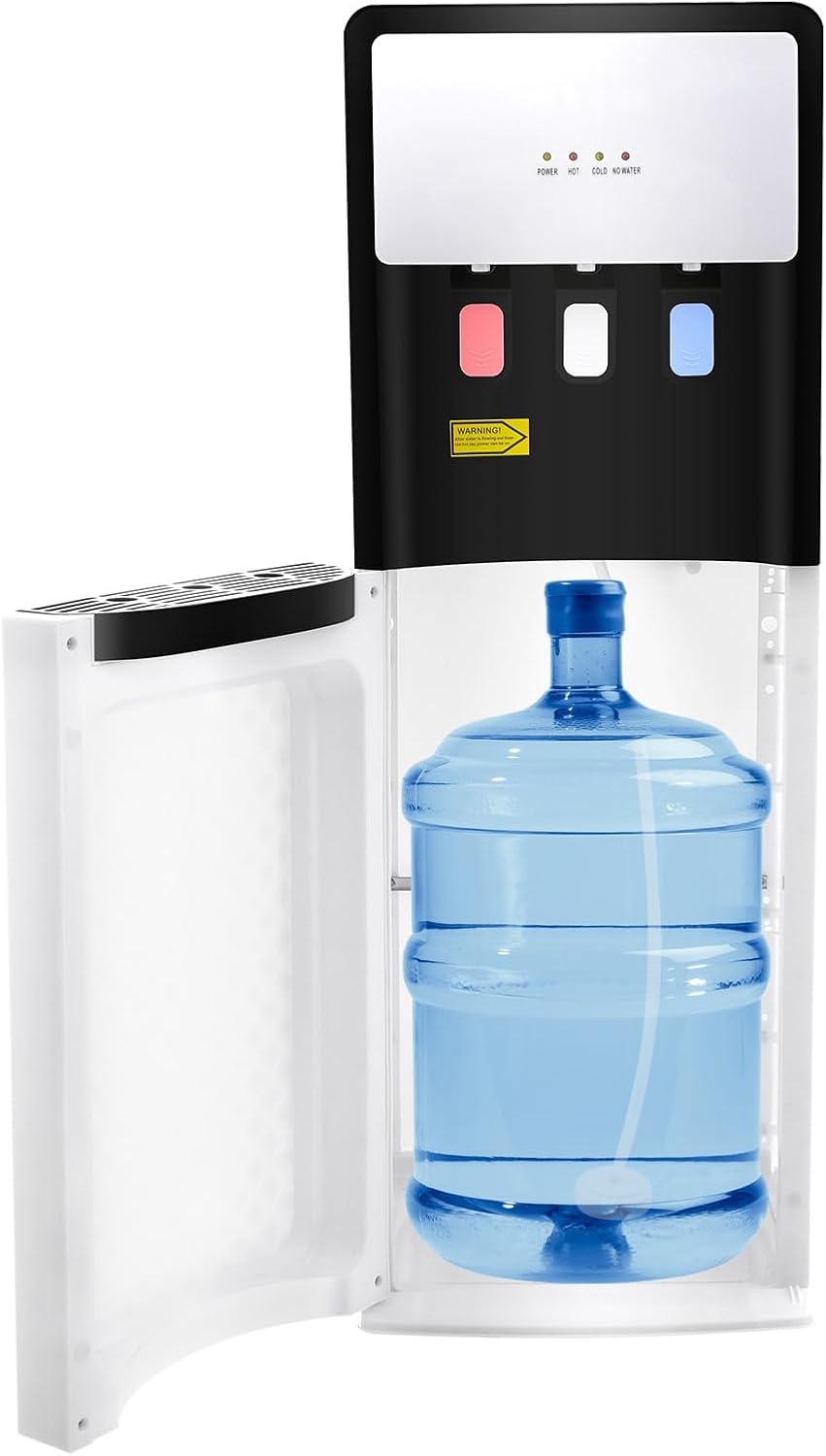 Bottom Loading Water Cooler Dispenser, 500W Hot and Cold Water Cooler with 3 Temperature Settings - Hot Cold & Room for Home Apartment Office Water Capacity 1.5L(Cold) & 5L(Hot) SJYTD-6 White