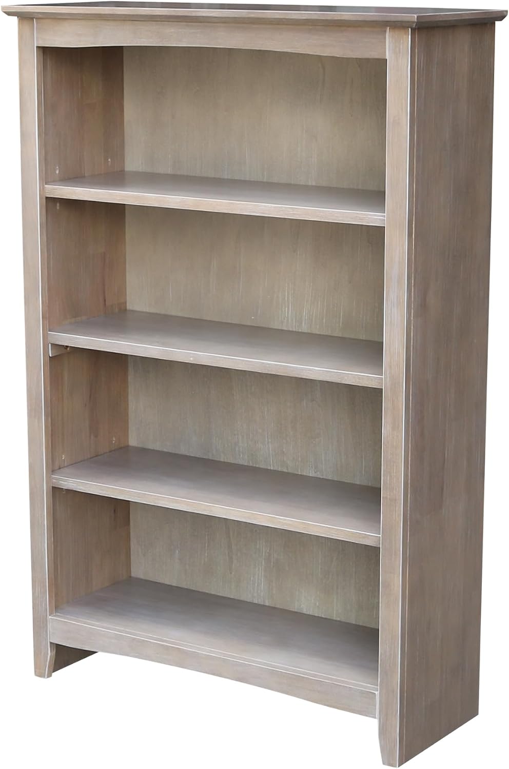 Shaker Solid Wood Bookcase, 48' High, Washed Gray Taupe