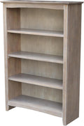 Shaker Solid Wood Bookcase, 48' High, Washed Gray Taupe