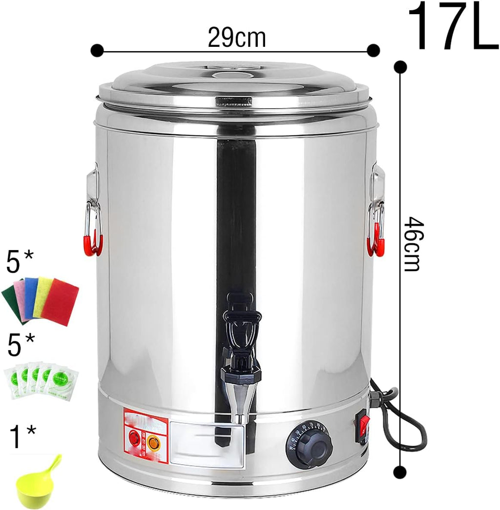 2800W Commercial Electric Catering Urn, 30-110°C Temperature Control Knob, Hot Water Boiler Dispenser Tea Boiler, Electric Boiling Water Bucket,17L