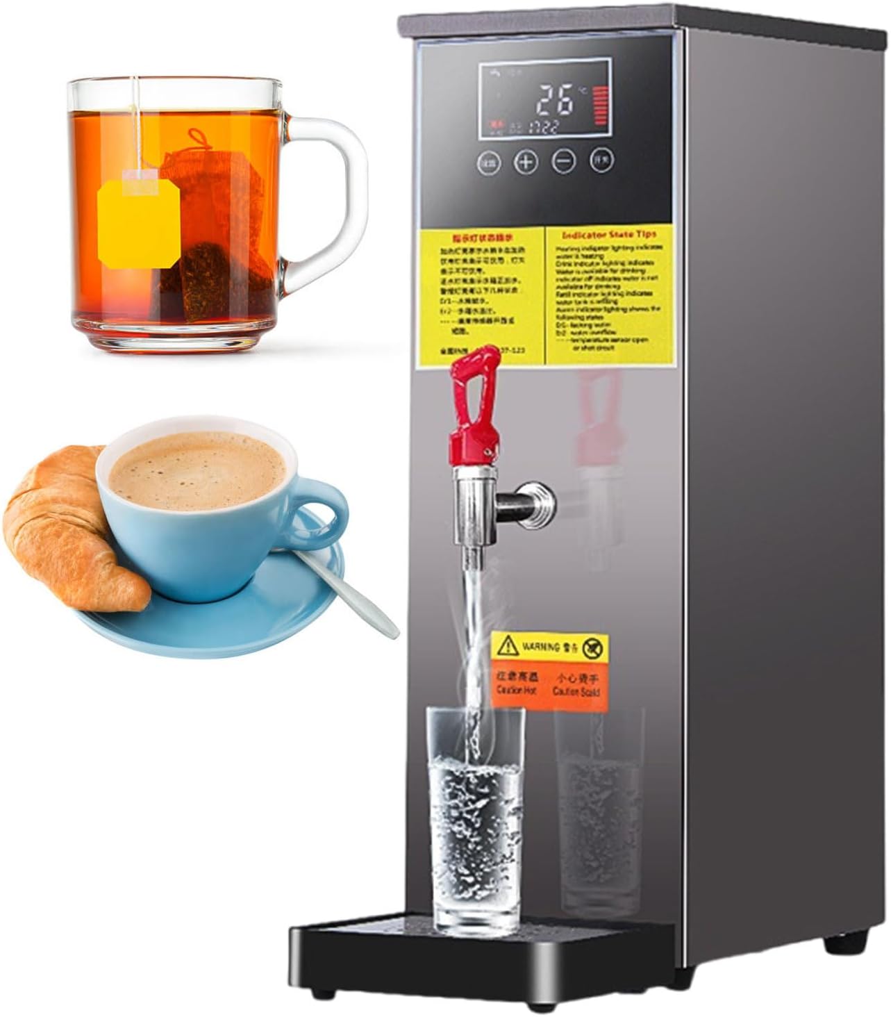25L Automatic Boiling Water Dispenser, LCD Control, Stainless Steel, 40-100°C Temperature Settings, Great for Coffee, Tea, Milk, and Hot Drinks (Black 25l)