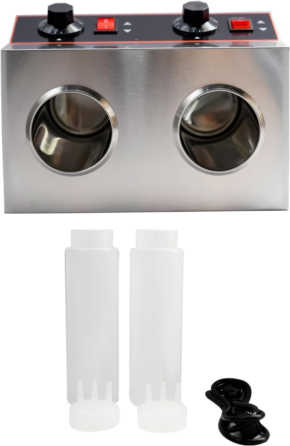 Commercial Electric Sauce Warmer, Hot Fudge Warmer, Electric Cheese Dispenser Warmer Bottle Warmer, 2 Pump Cheese Sauce Warmer Dispenser 110v/60Hz