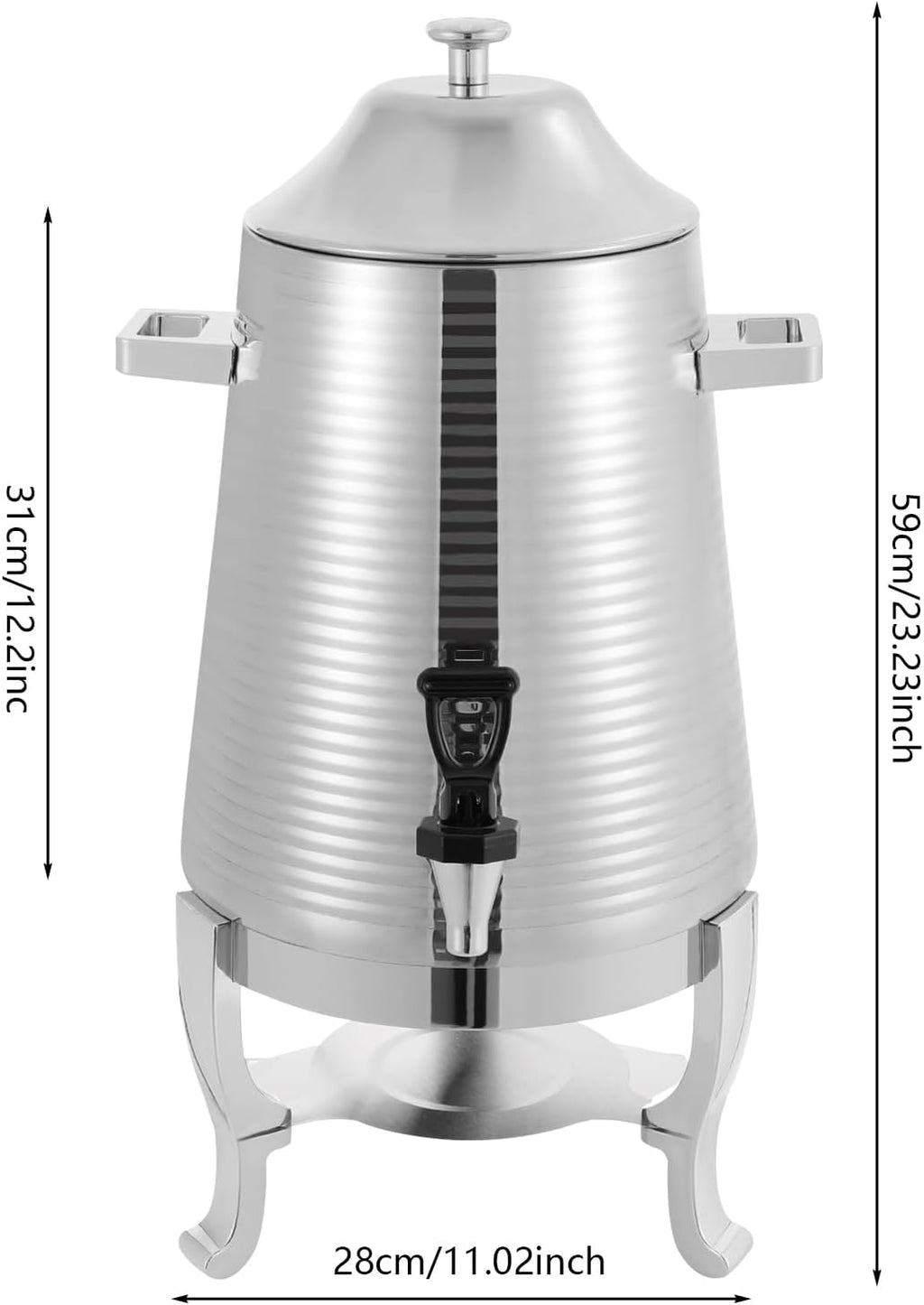 3.43Gal/13L Hot Water Urn, Stainless Steel Commercial Coffee Urn, Electric Hot Water Dispenser for Tea Milk, Industrial Coffee Maker with Stand and Spigot for Parties Catering (Silver)