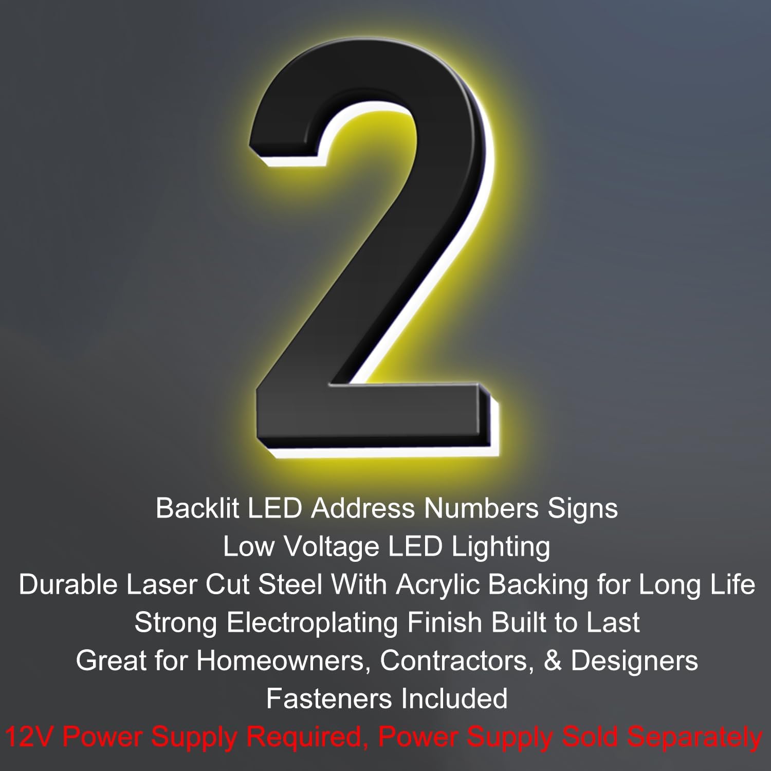 18 Inch Backlit LED Illuminated House Numbers For A Modern Home Look Stylish Light Up Address Signs Create A Striking First Impression Home Address Numbers,5