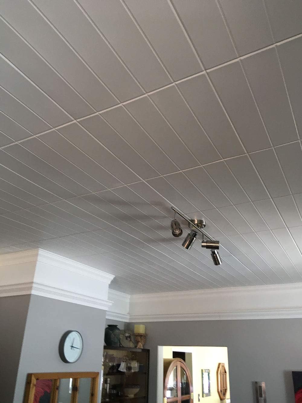 À LA MAISON CEILINGS R104 Bead Board Foam Glue-up Ceiling Tile (384 sq. ft./Case), Pack of 144, Plain White