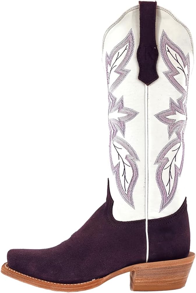 R. Watson Boots Womens Roughout Narrow Square Toe Cowboy Heel Leather Boot
