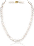 The Pearl Source Real Freshwater Pearl Necklace for Women, AAAA Genuine Cultured Freshwater Pearls, Classic Single Strand Pearl Necklace, 14K Gold, Fine Jewelry Gift