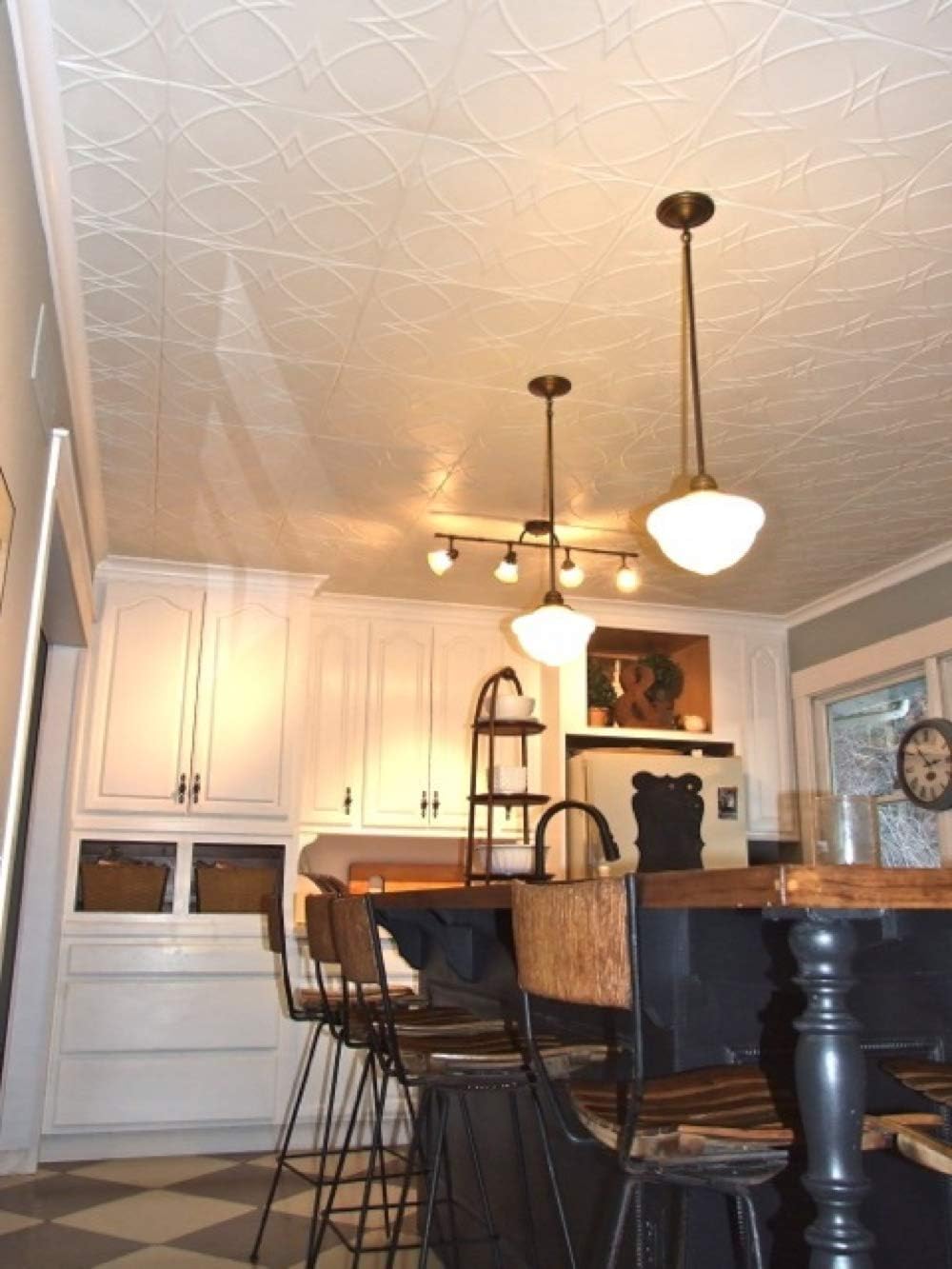 À LA MAISON CEILINGS R82 Circles and Stars Foam Glue-up Ceiling Tile (384 sq. ft./Case), Pack of 144, Plain White