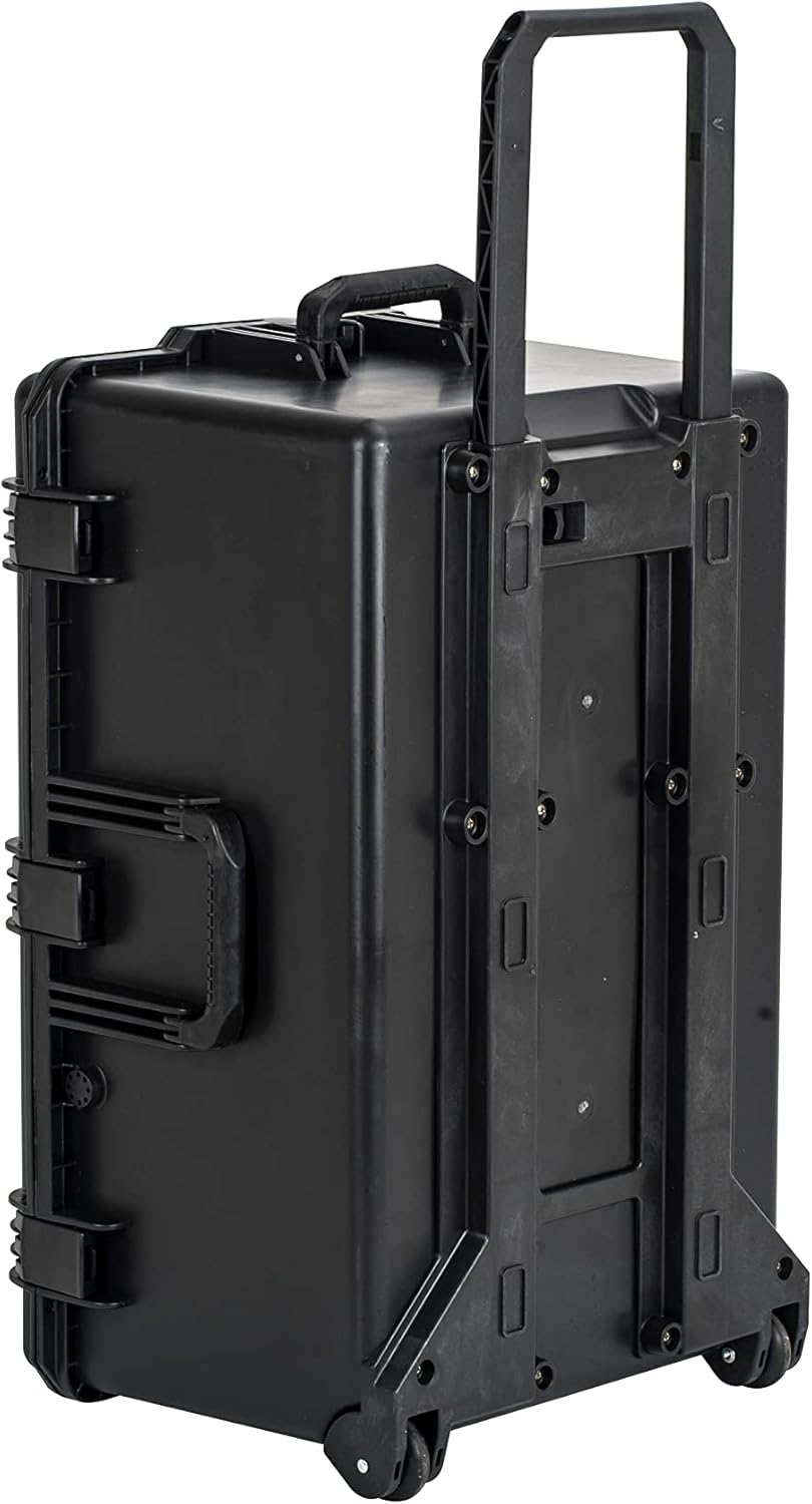 MEIJIA Premium Waterproof Hard Compact Rolling Camera Case with customizable fit foam and wheels,Full Protection with Light&Convenient Design,Elegant Black (31.3'X20.3'X15.5')