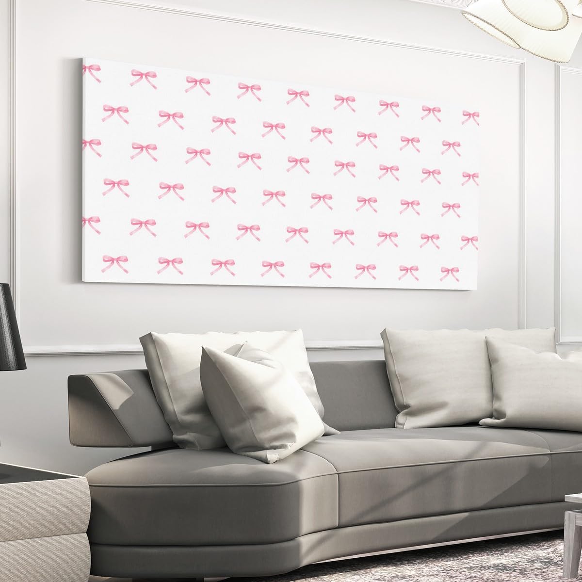Erosebridal Pink Bow Large Wall Decor 58'x29' Cartoon Bowknot Butterfly Knot Princess Bathroom Wall Art | Dreamy Watercolor Bow Tie Artwork Posters Ribbons Poster Print