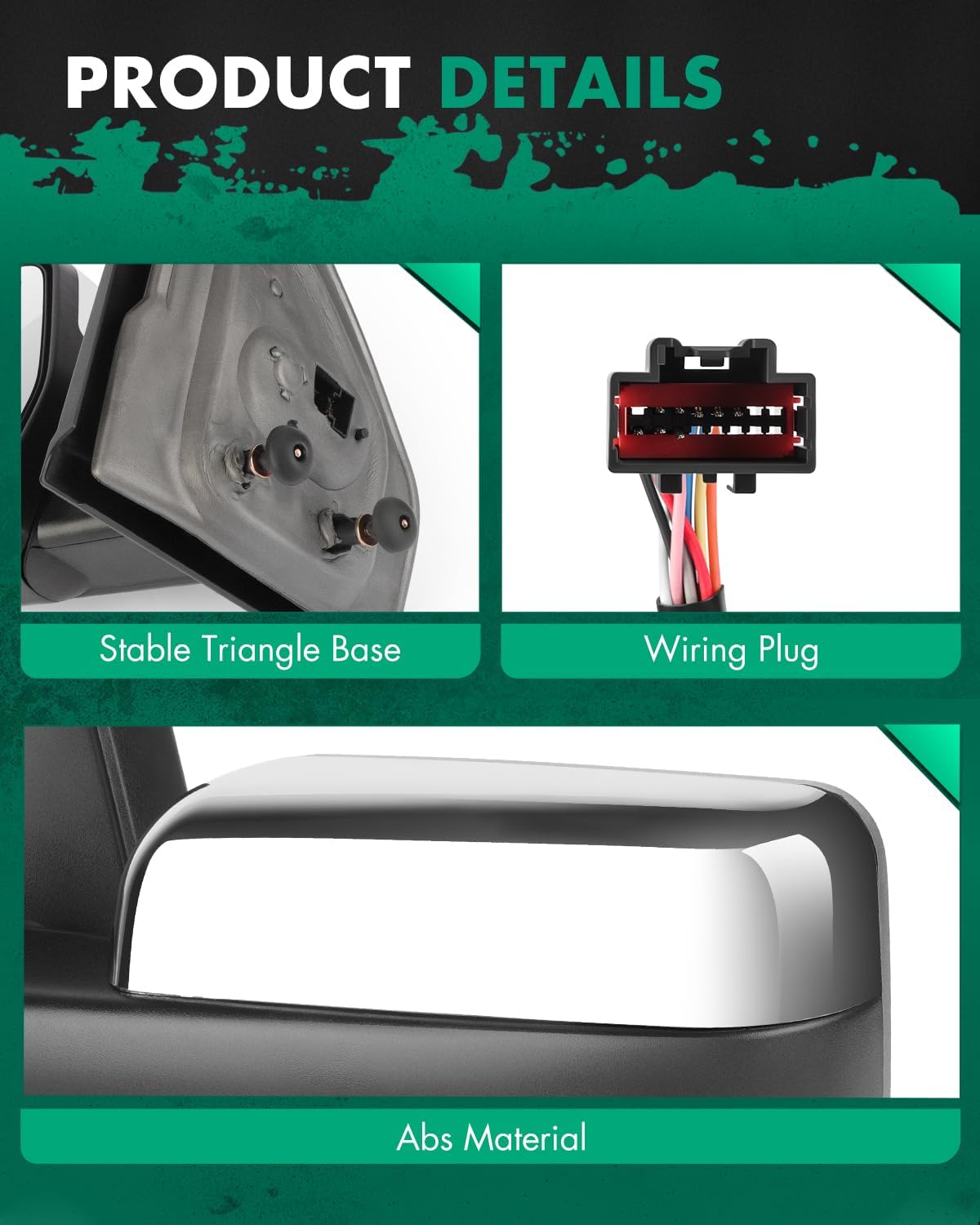 SCITOO Towing Mirrors for 2004-2014 for Ford for F-150 Blind Spot Mirror Power Heated Chrome Puddle Signal Double Glass (Driver Side and Passenger Side)