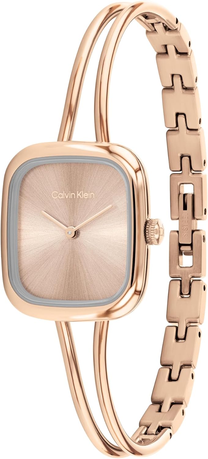 Calvin Klein Women's CK Adore Stainless Steel Watch – 24mm Tank Case, Adjustable Bangle Bracelet, Petite Elegant Design - Gift for Her
