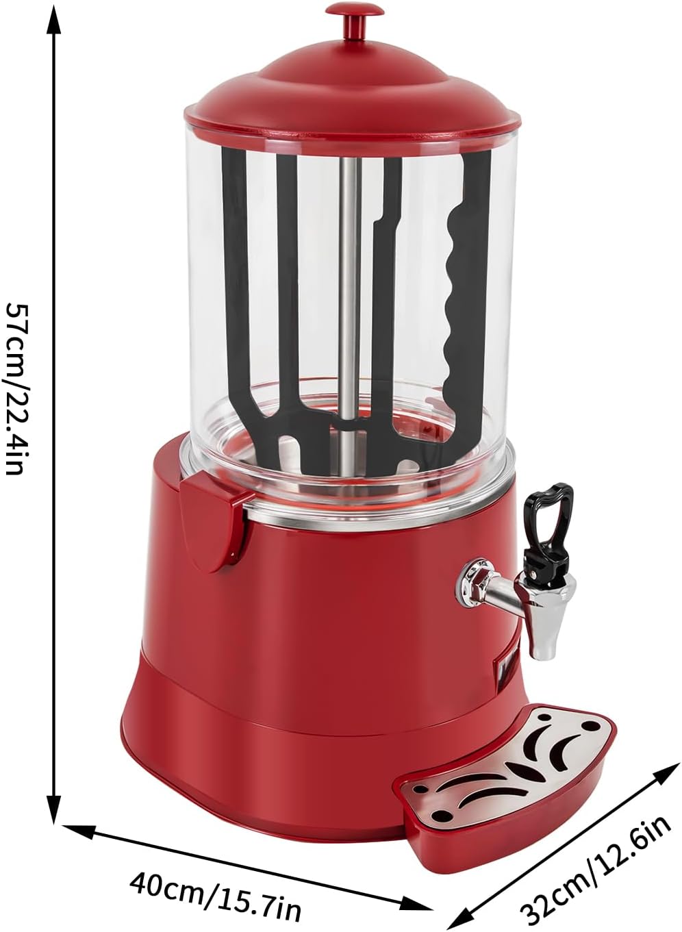 10L/2.64Gal Hot Chocolate Melting Machine,400W Electric Commercial Drinking Hot Chocolate Dispenser with Premium Faucet,86-194℉ Tabletop Beverage Warmer for Heating & Mixing Chocolates Coffee Milktea