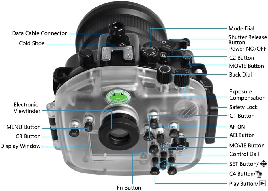 Seafrogs Underwater Housing for Sony A1 40M/130FT Waterproof Case with Standard Port for Sony 28-70mm F3.5-5.6, 16-35mm F/4, 24-70mm F/4 Lens