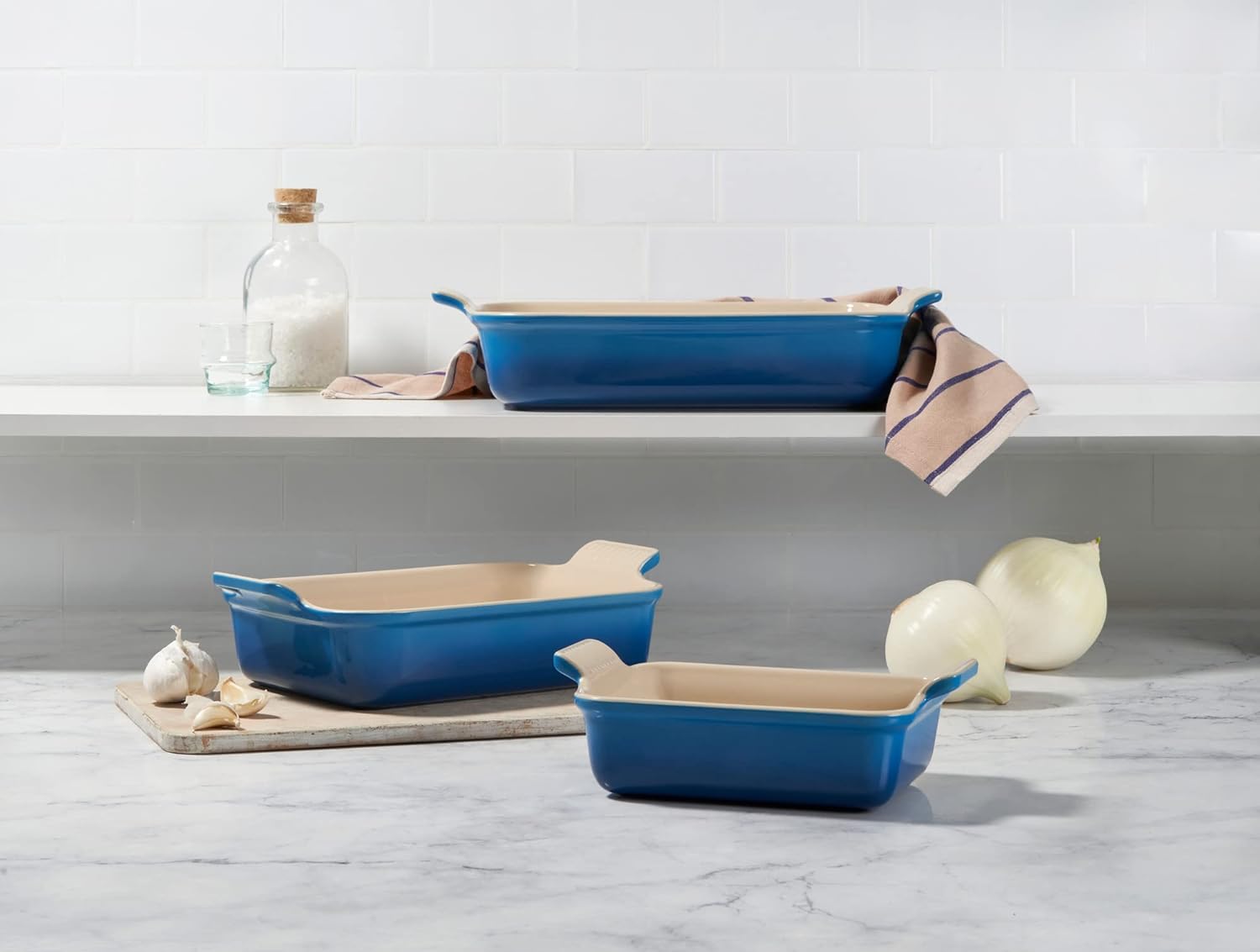 Le Creuset Stoneware Heritage 3-Piece Rectangular Baking Dish Set, Marseille