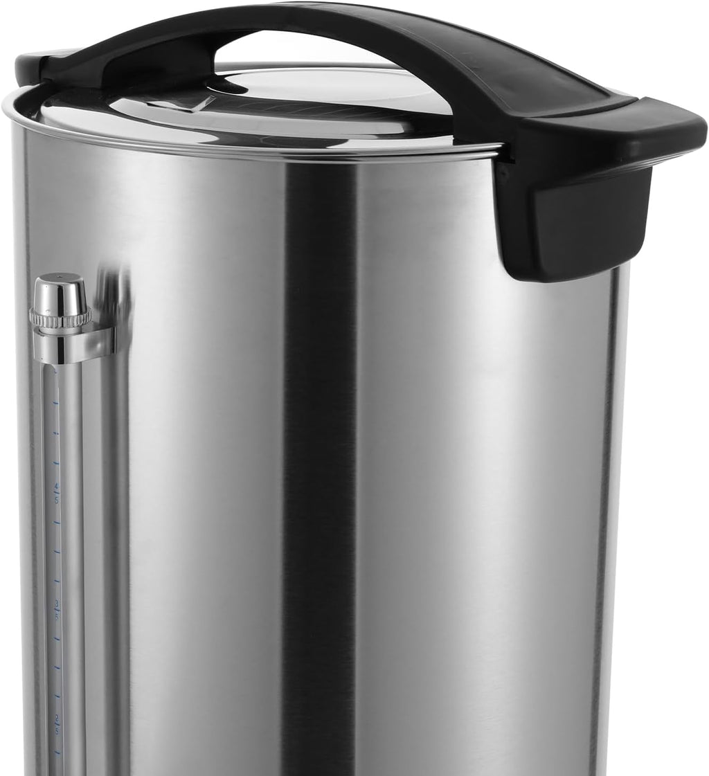 125-Cup Commercial Coffee Urn, 25L / 6.6Gal 304 Stainless Steel Electric Coffee Maker with Temperature Control (86-230°F), 950W Fast Brew Hot Water Dispenser for Catering, Parties & Office Use, Silver