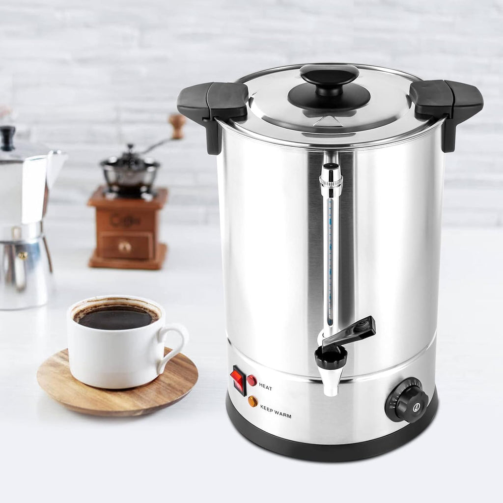 12L Commercial Coffee Maker Stainless Steel Electric Coffee Urns, Coffee Percolator Electric Commercial Urn, Drip Trays Hot Water Large Coffee Dispenser for Home, Party