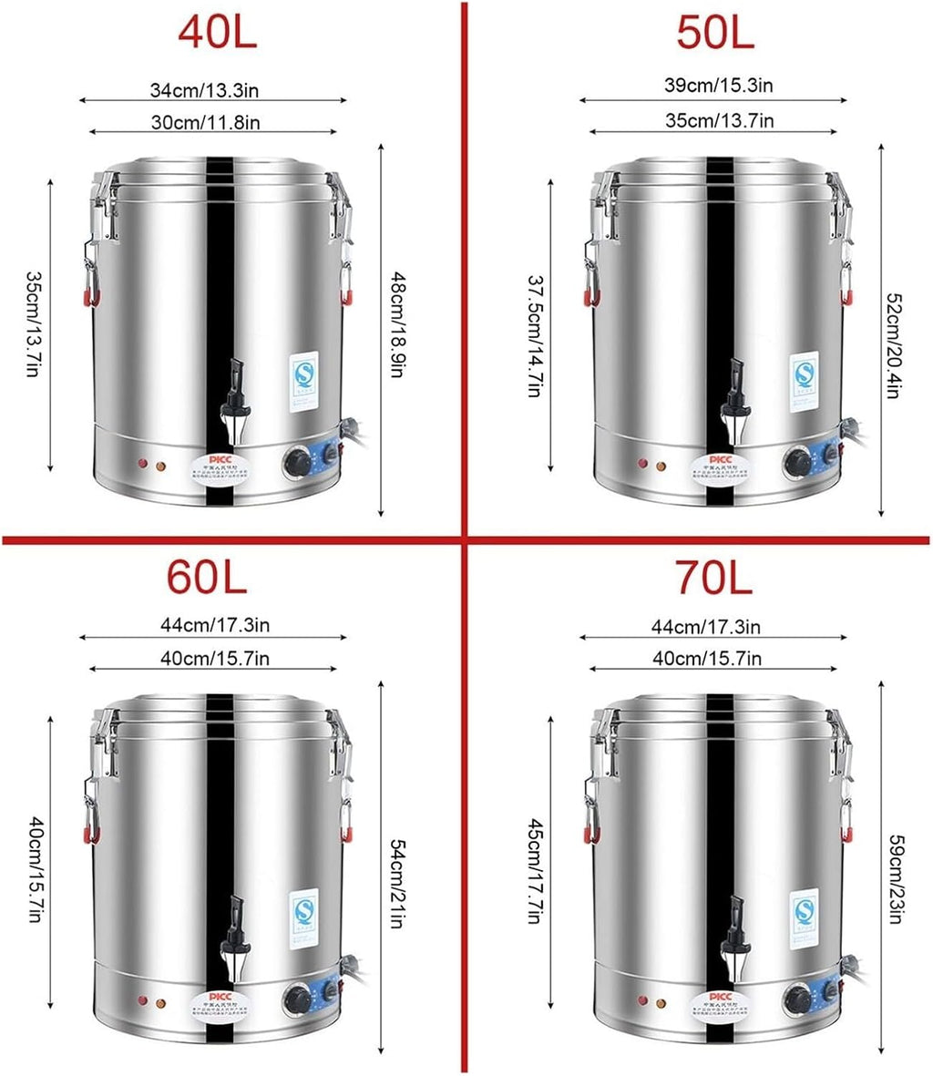 Commercial Hot Water Urn, 40L Large Capacity Stainless Steel Boiler Dispenser with Digital Temperature Control | 6000W Fast Heating, Touch-Free Automatic Faucet for Coffee Shop, Restaurant, Office