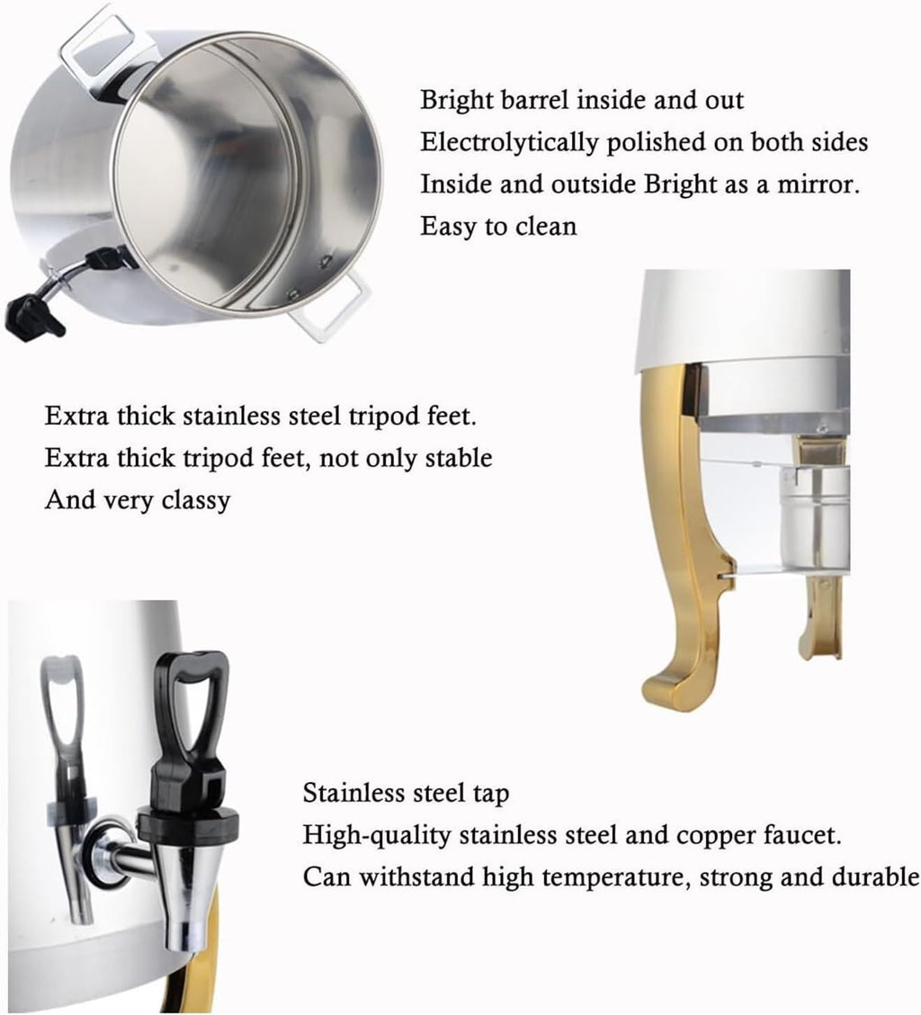 Stainless Steel Hot Water Dispenser for Coffee, Tea & Hot Chocolate - 3.5 Gallon Insulated Beverage Urn with Tap, Ideal for Home, Office, Parties, Camping & Catering Events