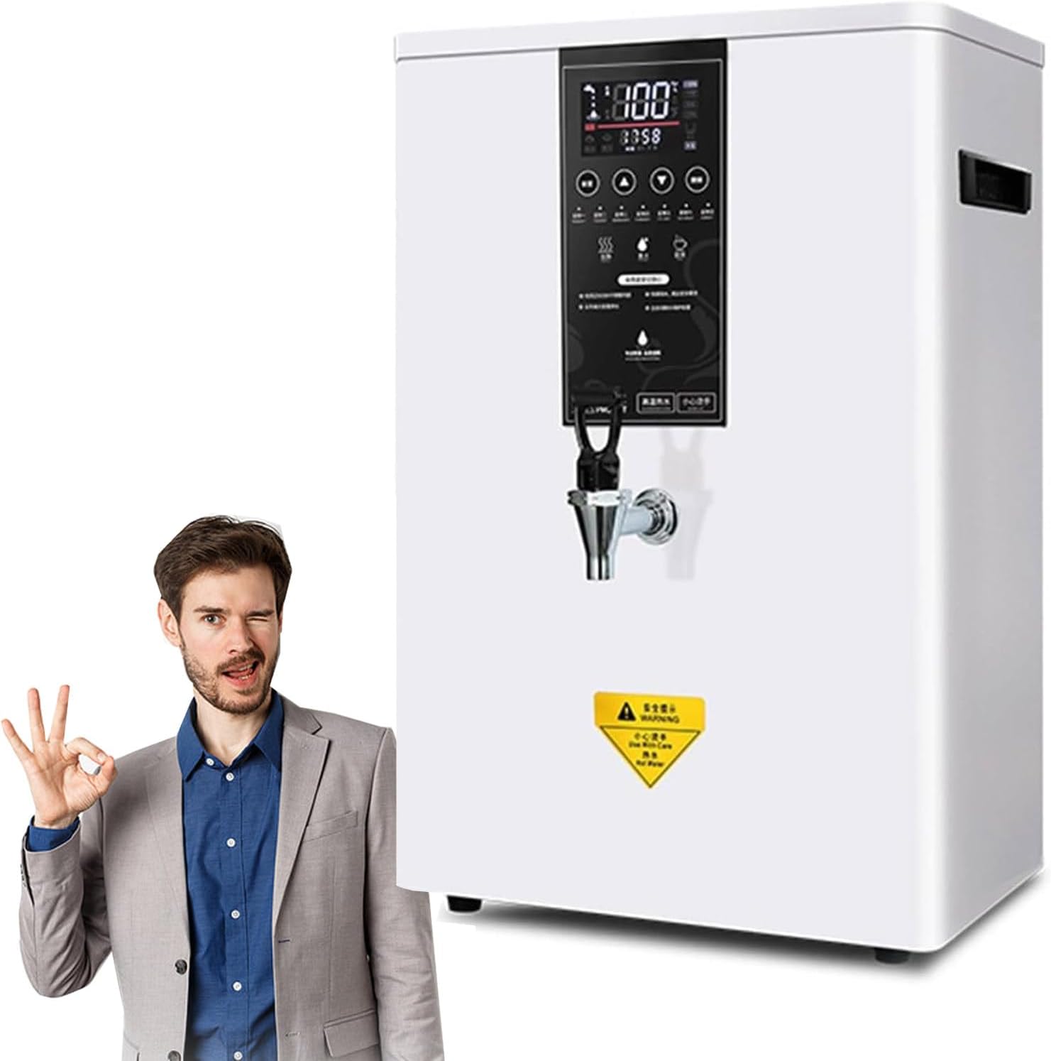 Hot Water Dispensers Commercial Water Boiler Electric Warmer Hot Water Machine Stainless Steel 50L(13gal)/Hour 60L(16gal)/Hour 80L(21gal)/Hour Step-Heating Temperature Control,White-50L