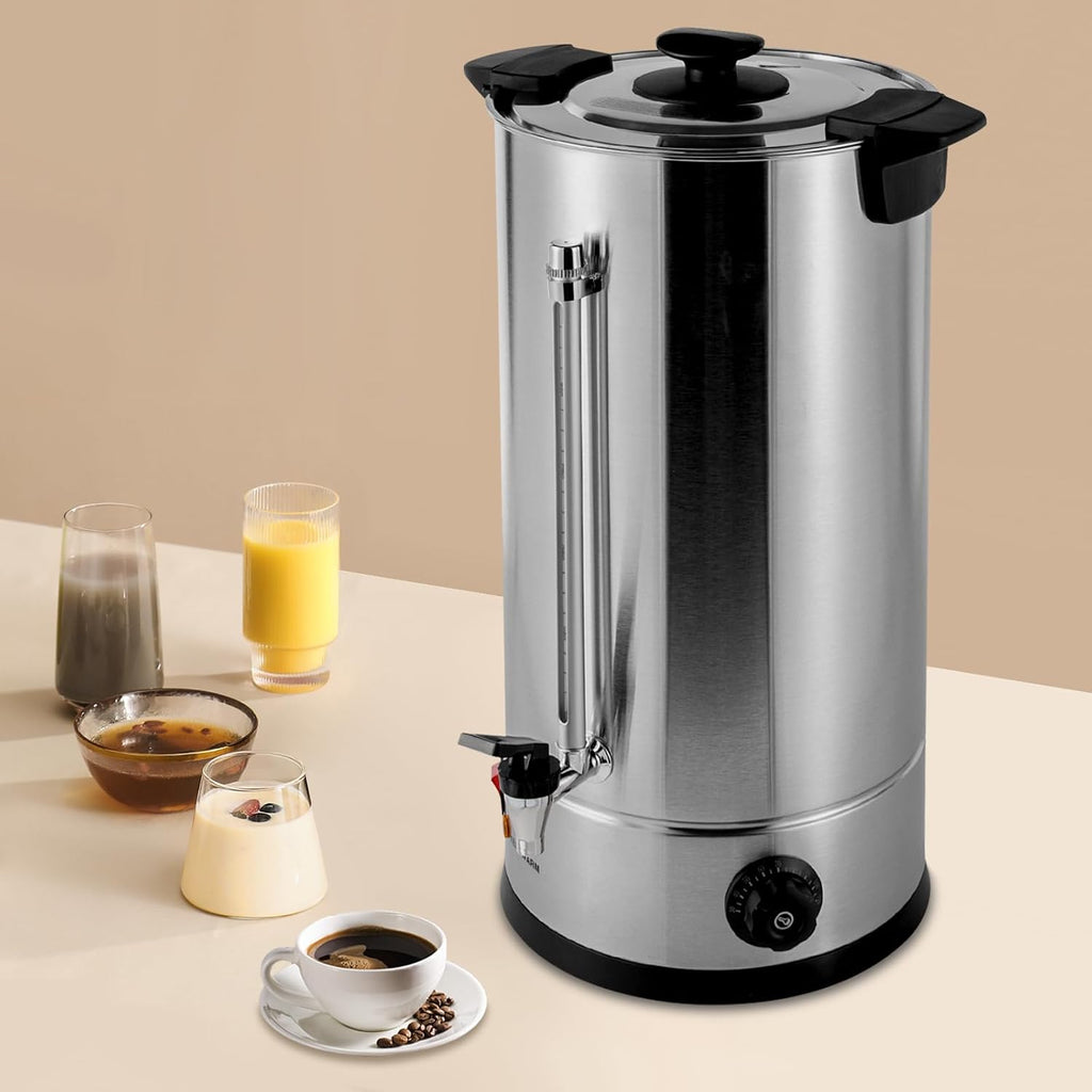 25L/6.6gal Commercial Grade Stainless Steel Coffee Urn, Electric Hot Water Urn with Automatic Temperature Control, Large Capacity 80 Cups Coffee Maker for Parties, Office, Wedding, Catering Events