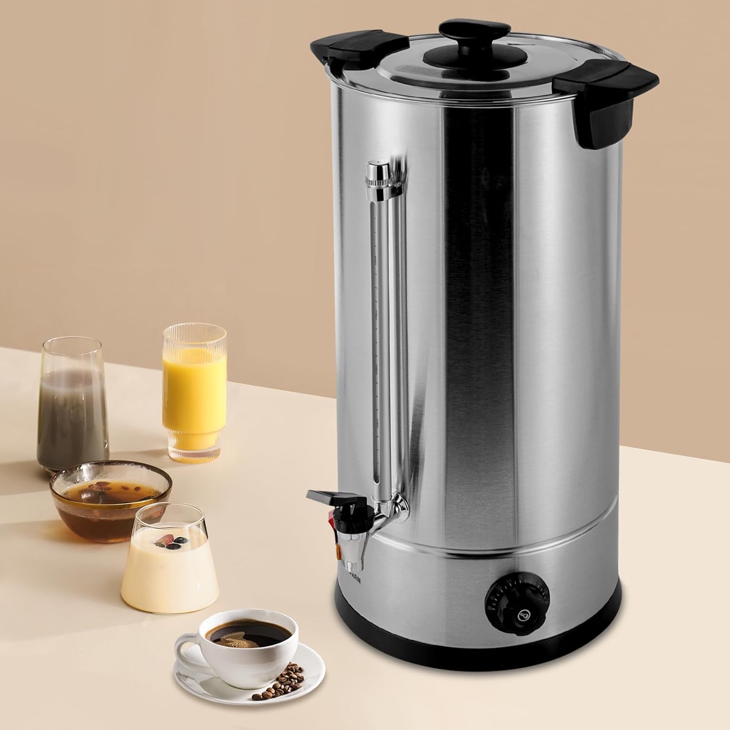 25L/6.6gal Commercial Grade Stainless Steel Coffee Urn, Electric Hot Water Urn with Automatic Temperature Control, Large Capacity 80 Cups Coffee Maker for Parties, Office, Wedding, Catering Events