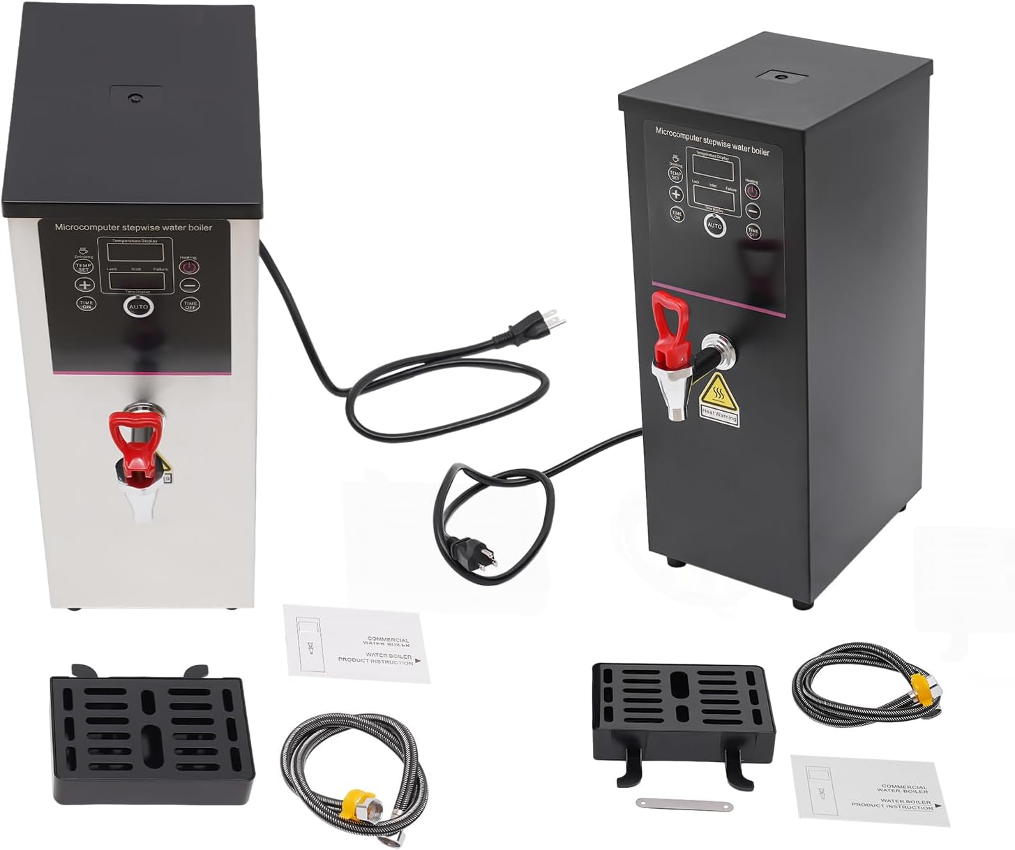 2.64/3.96/5.28gal Electric Water Boiler with Display Screen, Commercial Hot Water Dispenser with Drip Tray, Timable Boiling Water Machine for Kitchen, Restaurant, Hotel, Home (Silver, 2.64gal)