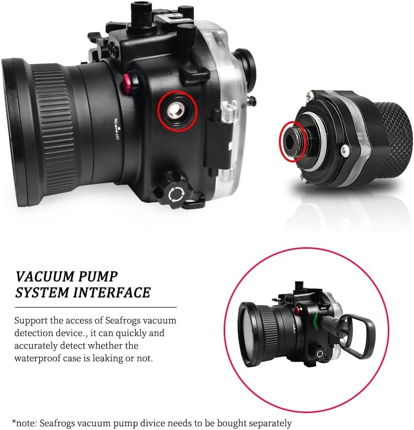 Seafrogs Underwater Housing for Sony A1 40M/130FT Waterproof Case with Standard Port for Sony 28-70mm F3.5-5.6, 16-35mm F/4, 24-70mm F/4 Lens