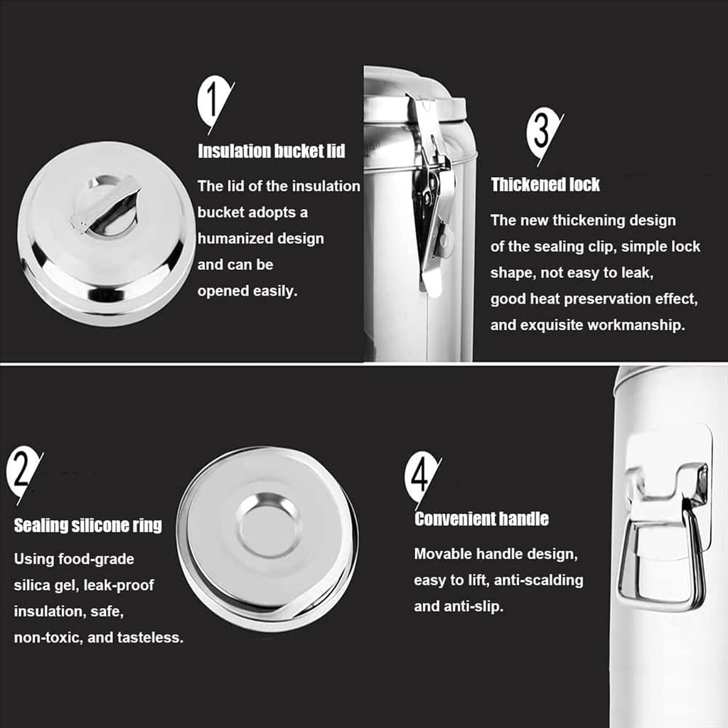 Thickened Double-Layer Insulated Barrel,Stainless Steel Commercial Catering Water Boiler,for Hot Tea Water and Milk Soup Electric Urn 10-100L (70L)