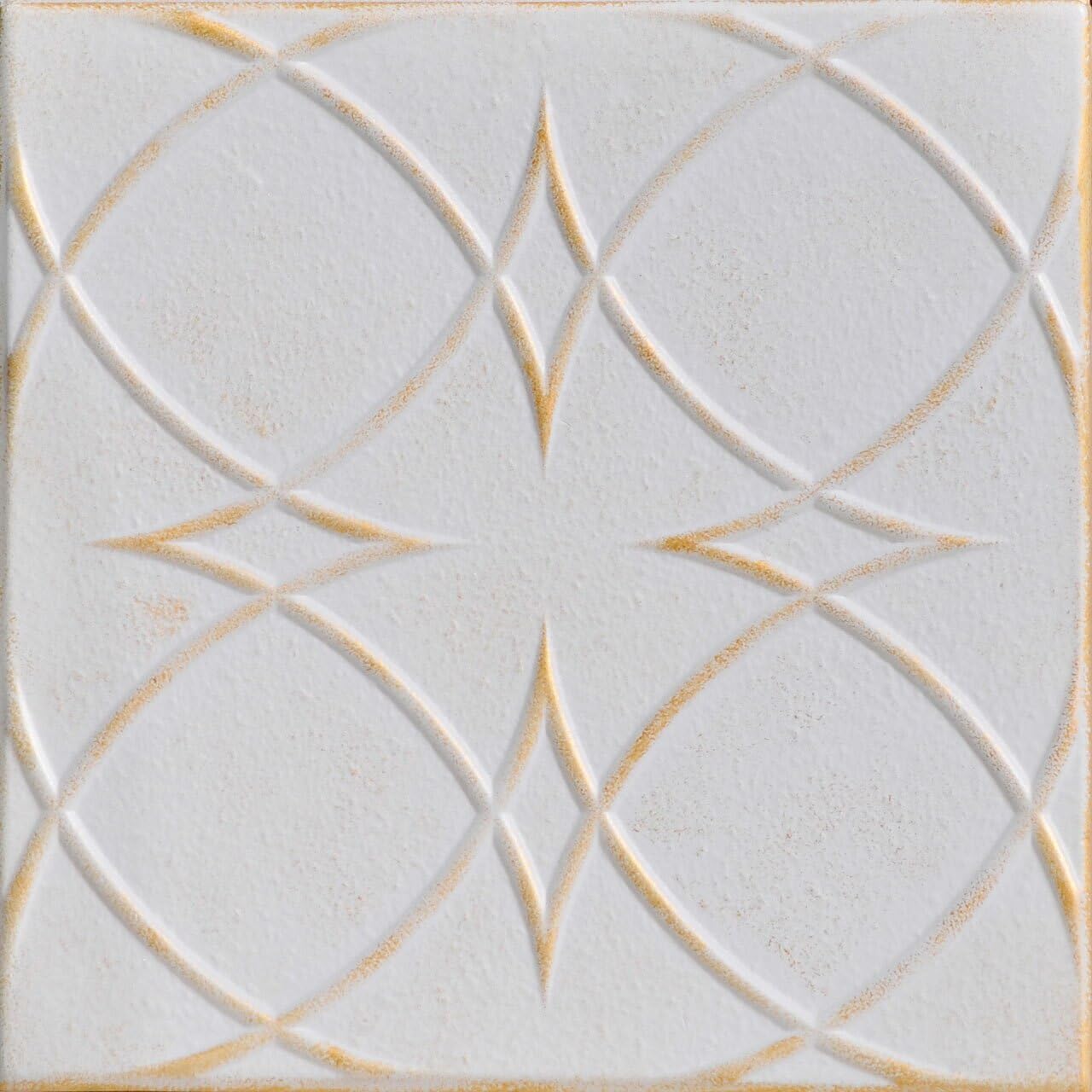À LA MAISON CEILINGS R82 Circles and Stars Foam Glue-up Ceiling Tile (128 sq. ft./Case) Pack of 48 White Washed Gold
