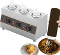 Countertop Stainless Steel Sauce Bottle Warmer, Electric Cheese Sauce Warmer, Commercial Cheese Dispenser, With Bottles, Independent Temperature Control, For Heating Chocolate, Butter And Jam 3网格