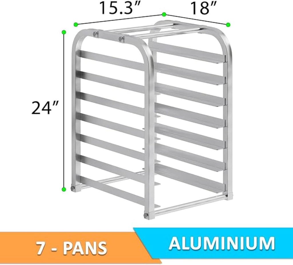 7-Pan End Load Countertop Half Sheet Pan Rack – 15.3' L x 18' D | Bun Pan Rack | NSF Certified | Commercial Baking Organizer