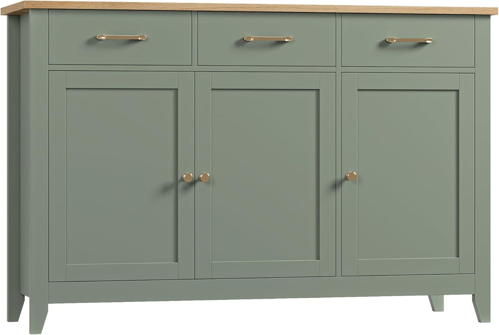 HORSTORS 47' Buffet Cabinet with Storage, Kitchen Buffet Table with Drawer, Modern Coffee Bar Storage Cabinet with Adjustable Shelf, Wood Sideboard for Dining Room, Kitchen, Entryway, Light Green
