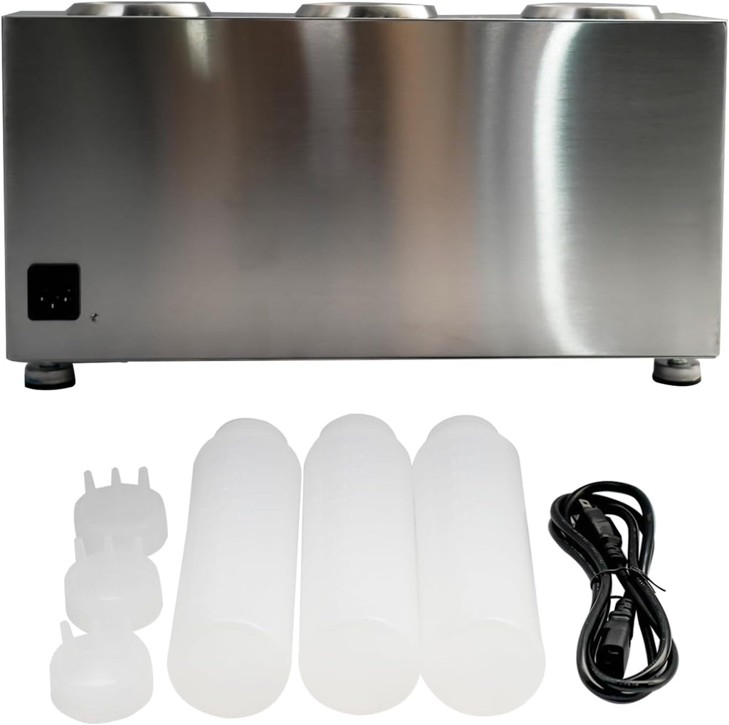 Generic Electric Cheese Sauce Warmer, 480W, 86-185F Adjustable, 3 Bottles, Commercial Sauce Bottle Warmer