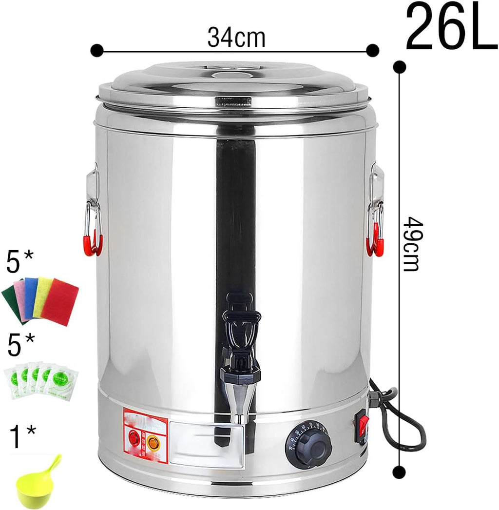 2800W Commercial Electric Catering Urn, 30-110°C Temperature Control Knob, Hot Water Boiler Dispenser Tea Boiler, Electric Boiling Water Bucket,26L