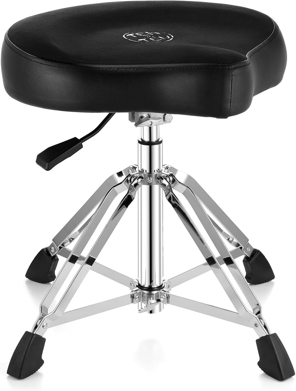 TENTOTEN Drum Throne Hydraulic Drum Stool, Removable Ergonomic Drum Seat with Memory Foam Velvet Surface and Foldable Base, 19in-24in Height Drummer Stool for Adults & Kids, TOT 750