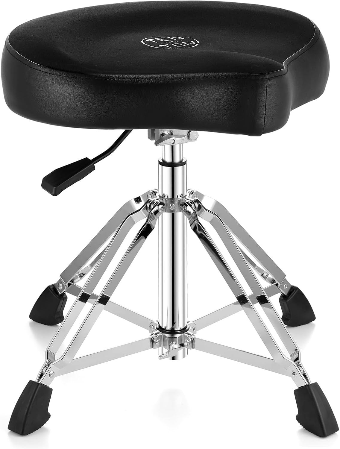 TENTOTEN Drum Throne Hydraulic Drum Stool, Removable Ergonomic Drum Seat with Memory Foam Velvet Surface and Foldable Base, 19in-24in Height Drummer Stool for Adults & Kids, TOT 750