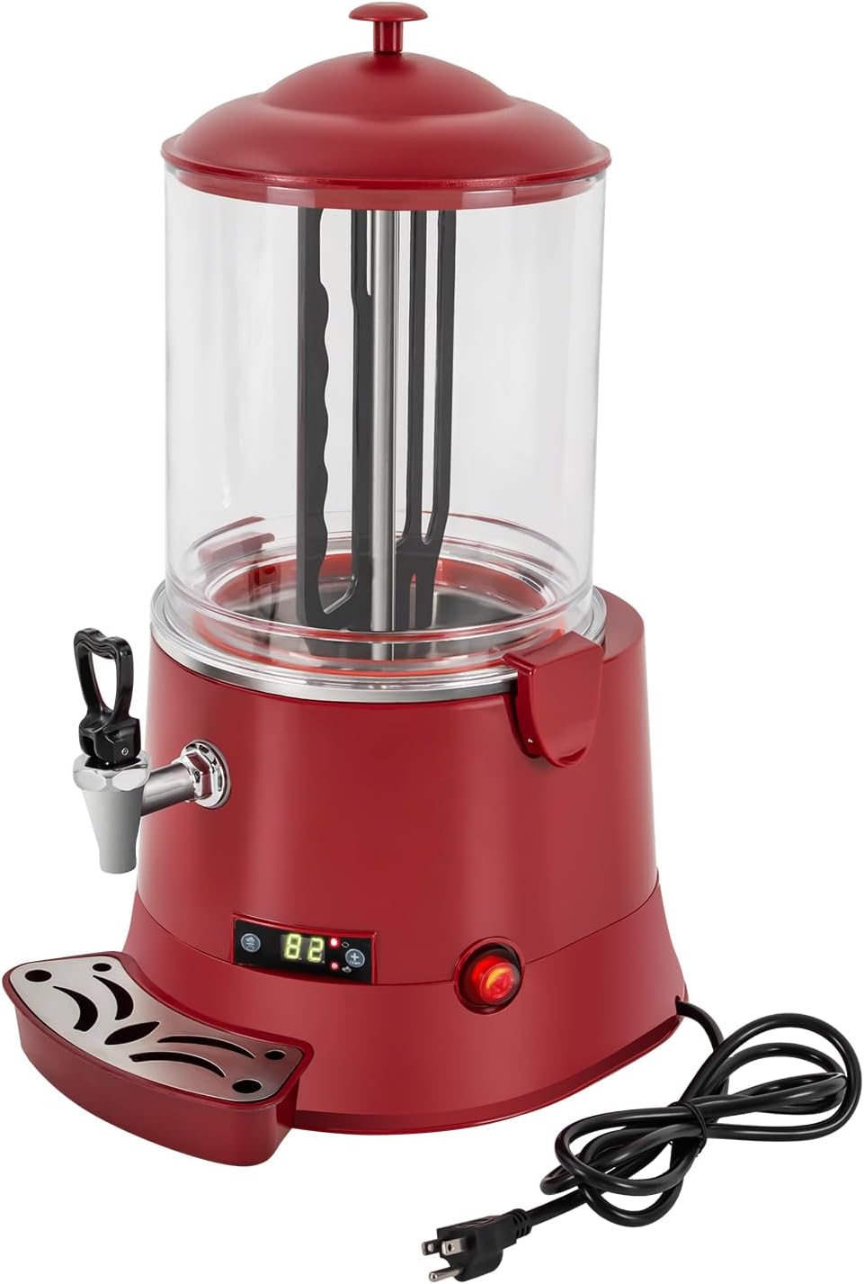 CNCEST 10L Chocolate Melting Machine,400W 110V Commercial Hot Chocolate Maker Machine Chocolate Dispenser Warmer Hot Beverage Warmer for Heating Chocolate Coffee Milktea (Red)