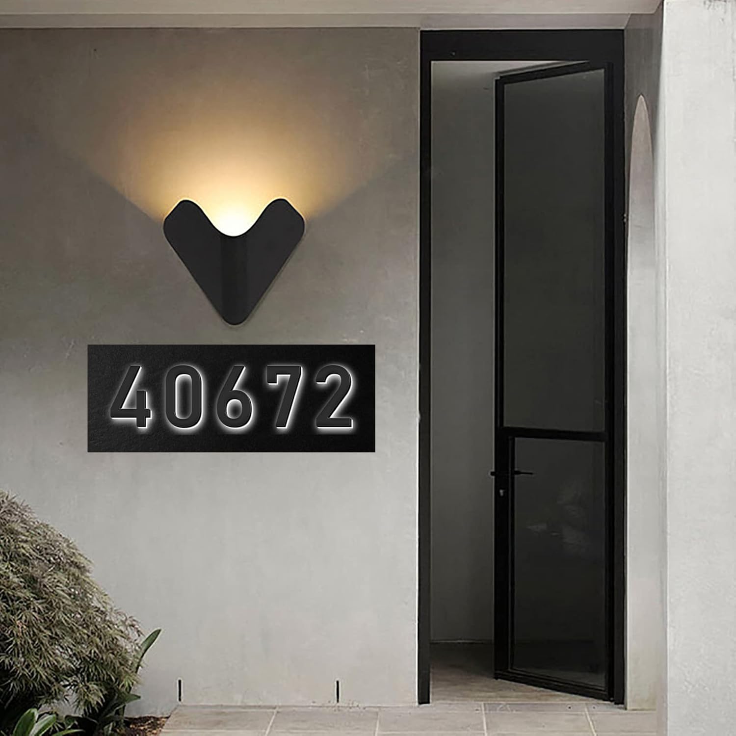 Stainless Steel Modern Backlit LED Illuminated Home Address Number,Illuminated Address Sign Plaque House Numbers LED Lighted, Light Up House Numbers,20 Inch/500mm,J