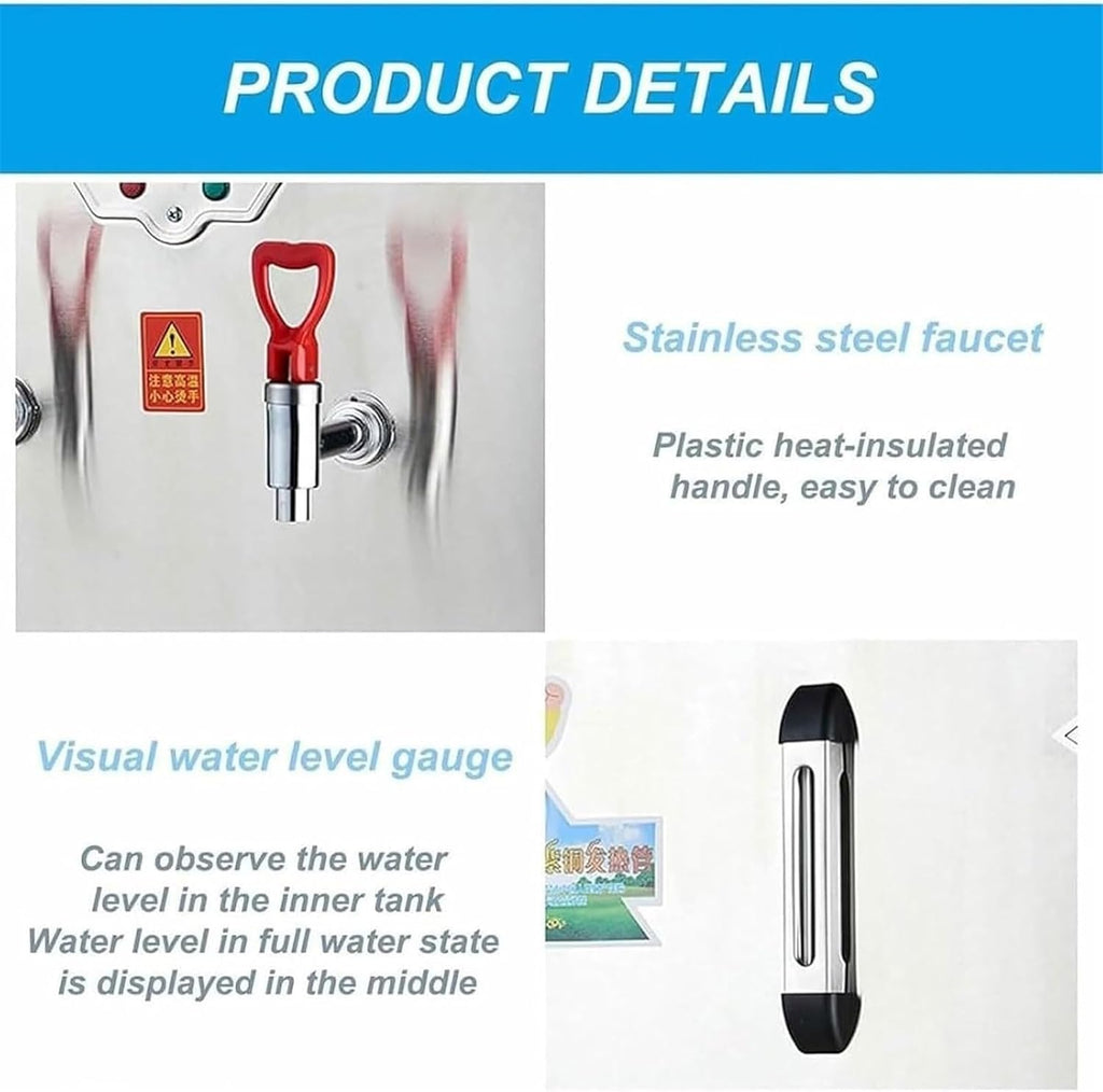 Commercial Stainless Steel Heater Water Boiler,70L/HAutomatic Hot Water Dispenser, With 2 Faucets,Rapid Heating & Automatic Keep Warm,for Catering Canteens Buffets Parties Factories Coffee Shops