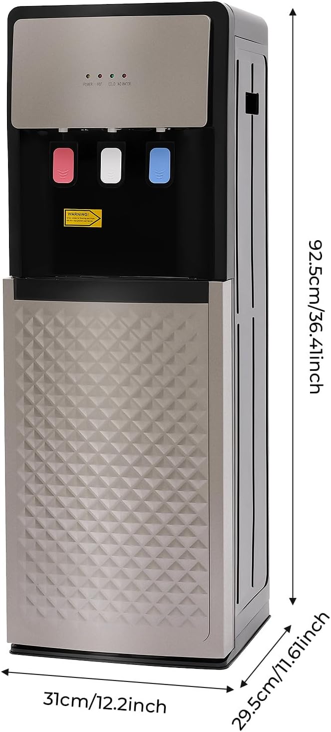 Bottom Loading Water Cooler Dispenser, 500W Hot and Cold Water Cooler with 3 Temperature Settings - Hot Cold & Room for Home Apartment Office Water Capacity 2L(Cold) & 5L(Hot) SJYTD-6 Gray