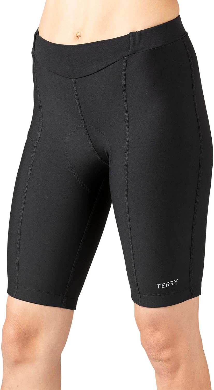Terry Touring Bike Shorts Womens Padded 10 Inch Long Inseam Cycling Shorts for Women Compression Pockets Leg Grippers