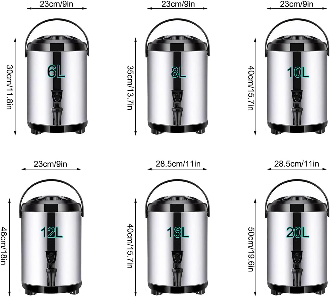 16L Hot Water Dispenser - Stainless Steel Catering Urn with Faucet, Insulated Beverage Bucket for Events and Parties, Perfect for Milk Tea and More