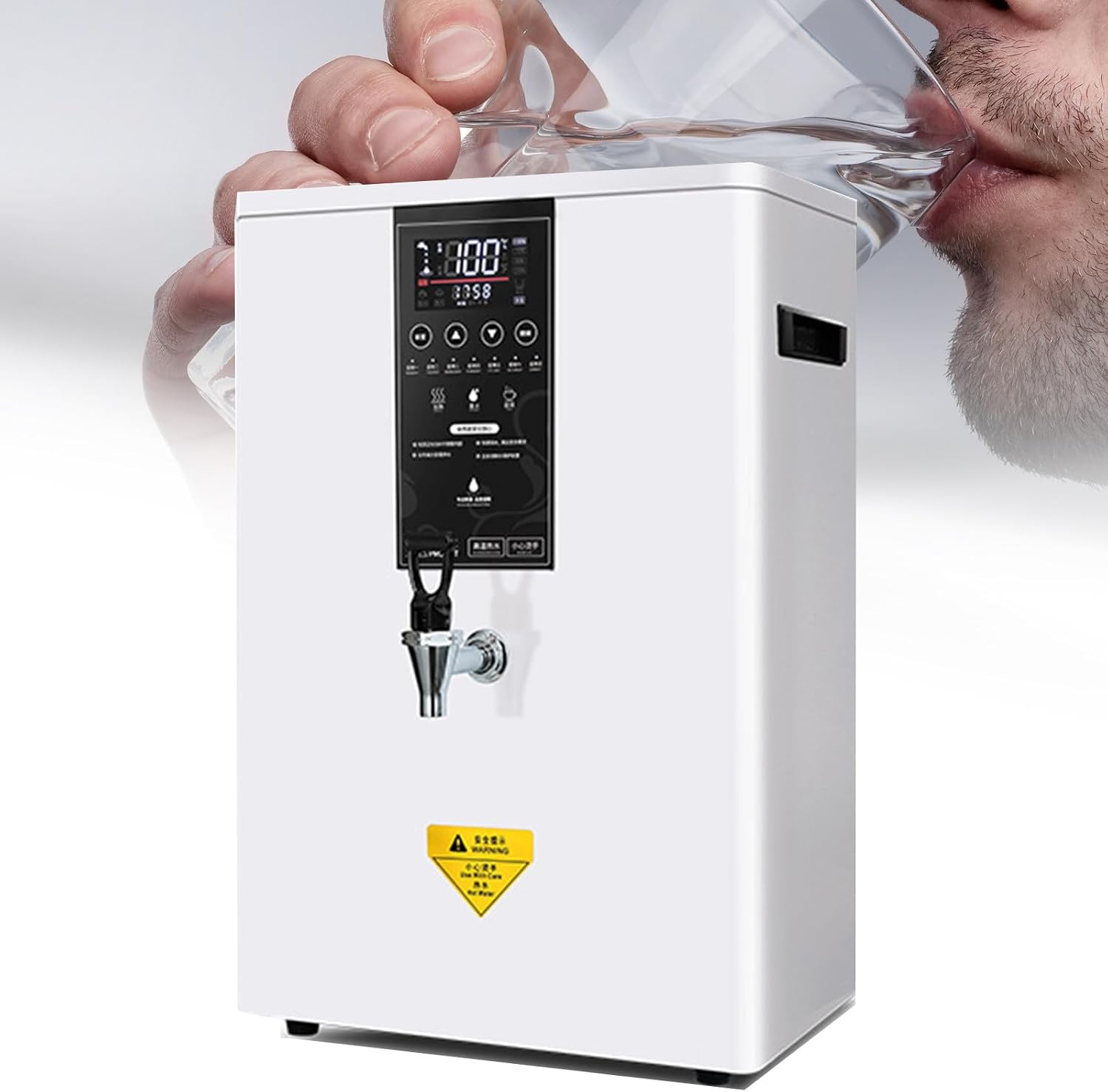 Instant Hot Water Dispenser Automatic Commercial Hot Water Pot with Filter LCD Display Wall-Mounted Water Boiler with Spout for Coffee Home Office,60L